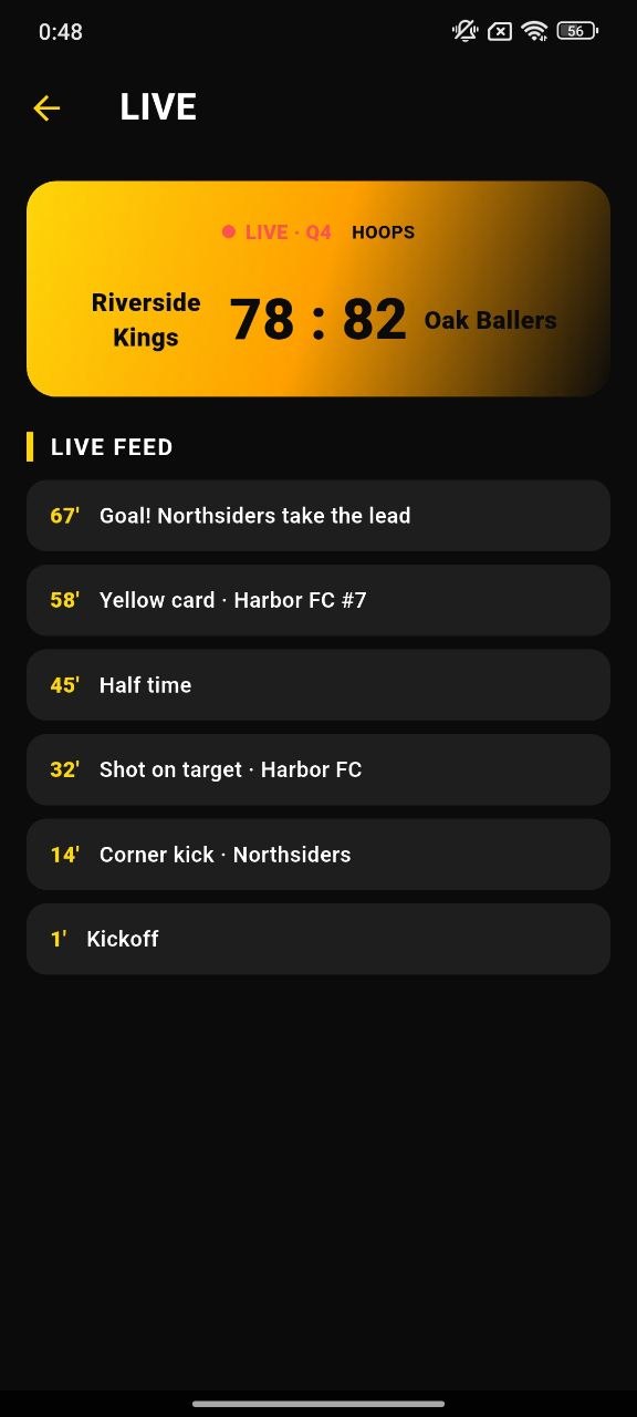 Home live cards screen